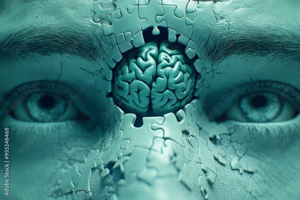 Poster emotional synchronization power of thought abstract close up of a woman’s eye with a brain pattern s