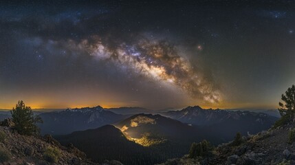A breathtaking panorama of the Milky Way galaxy, our home galaxy, stretching across the night sky.
