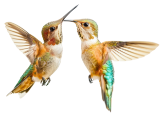 PNG Hummingbirds in flight interaction
