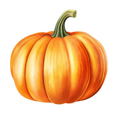Obraz premium A Single Orange Pumpkin with a Green Stem