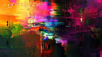 Abstract glitch art in vibrant colors