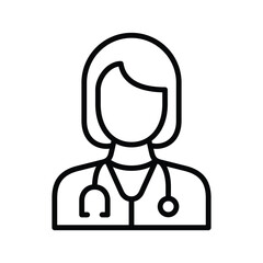 female doctor icon line vector design