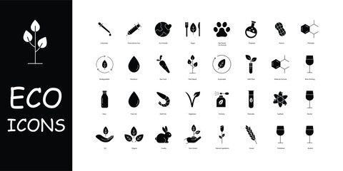 Environmental Green and Eco-Friendly Icons, Nature, Sustainability, Conservation, Earth, Renewable, Recycle