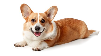 Full Body Profile of a Happy Corgi Stretching Front Leg