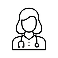 female doctor profile line vector icon