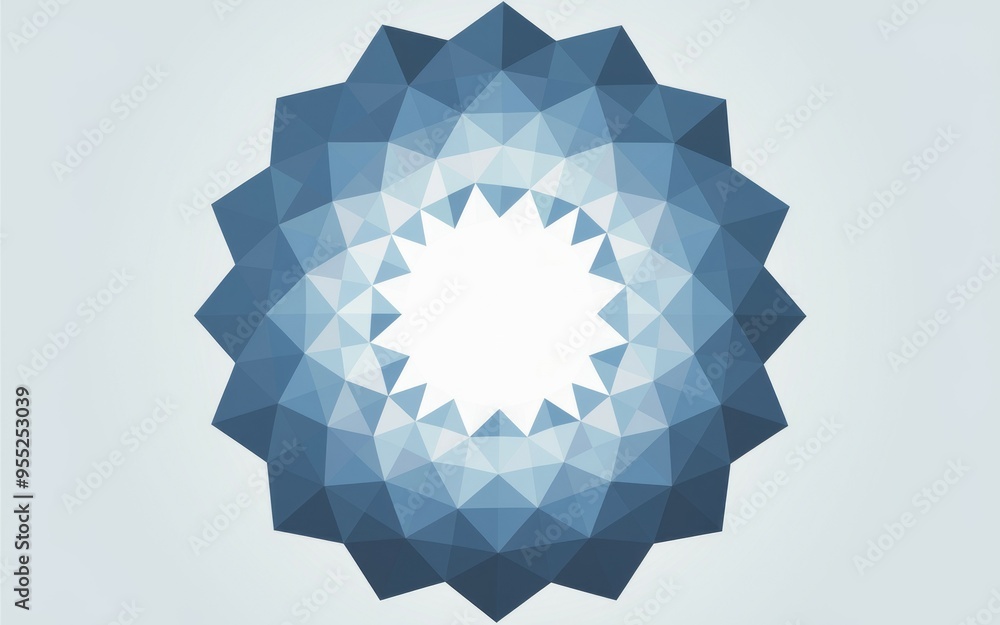 Poster blue geometric pattern. abstract geometric design with a blue and white color scheme. it symbolizes 