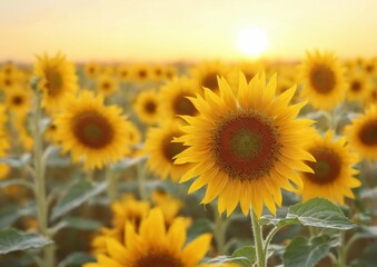 Obraz premium Close-up sunflower field center image its bright yellow Sunflowe
