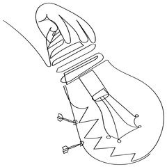 continuous line drawing technology light bulb icon
