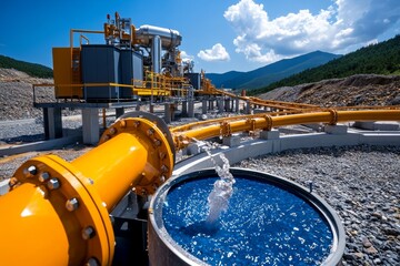 Garbage and environmental safety are captured in a realistic photo of a landfill site equipped with modern containment systems to prevent contamination