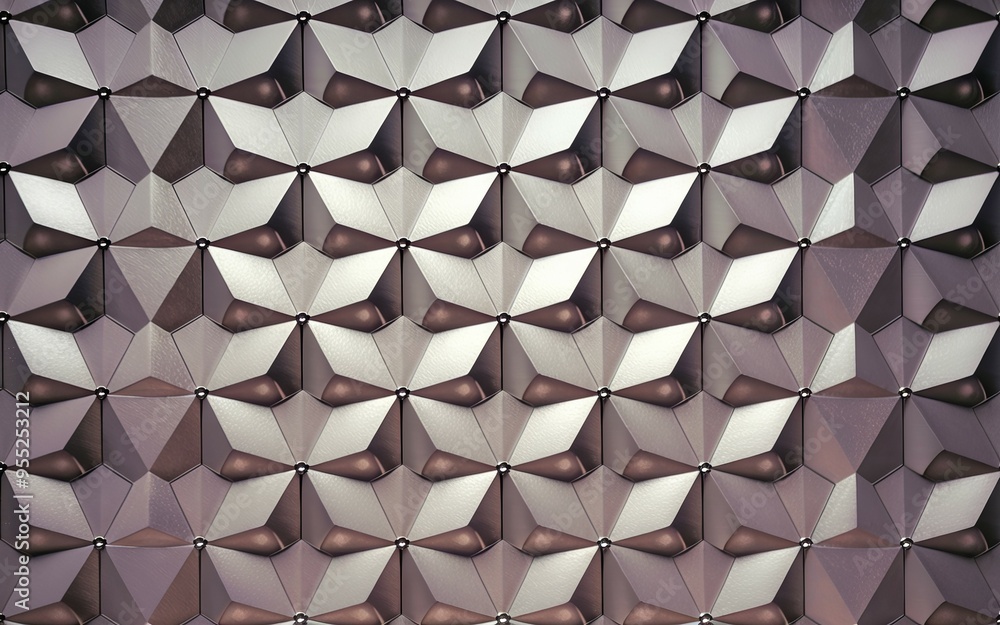Poster geometric wall pattern. abstract geometric wall design with 3d effect and metallic finish. ideal for