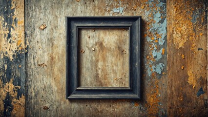Close-up black picture frame hanging wooden wall rectangular Dis
