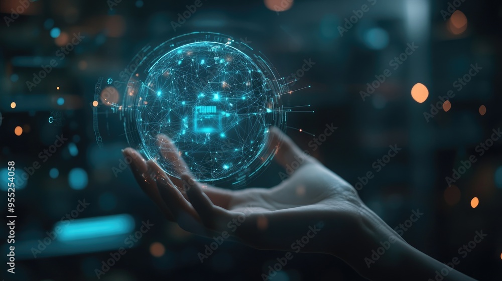 Poster concept of digital transformation featuring iot and ai technologies, showcasing the evolution of bus