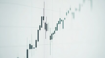 Fototapeta premium A minimalist composition featuring a clean, white background with a single, bold candlestick chart representing a market trend.