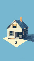 A Minimalist Dream: A House Sitting Atop A Dollar Sign, Representing The High Cost Of Homeownership.