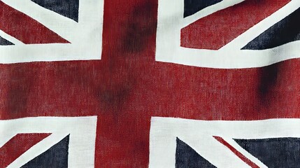 Fototapeta premium A textured depiction of the Union Jack flag, featuring detailed, woven-like patterns in the red, white, and blue sections, creating a vintage and tactile appearance. Ai generative.