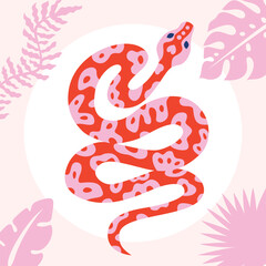 Obraz premium Snake with plants minimalistic illustration