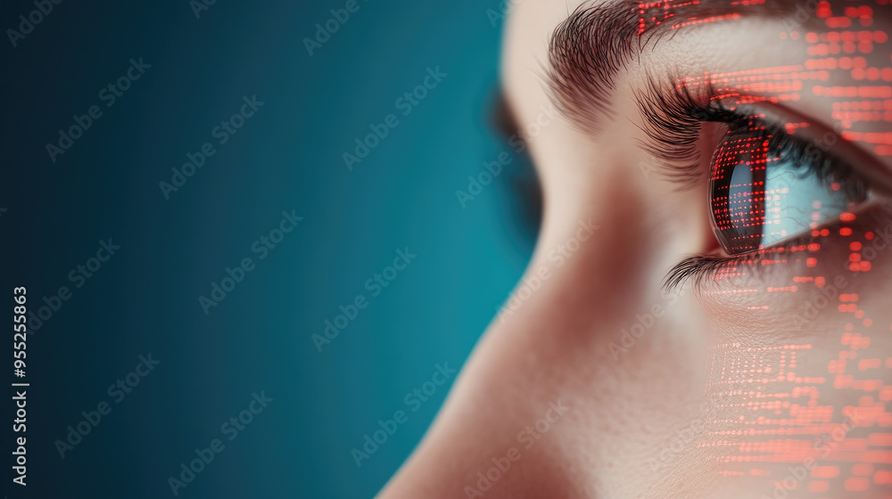 Poster digital insight, a close-up of a human eye overlaid with binary code, symbolizes the intersection of