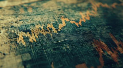 Naklejka premium A vintage-inspired image of a stock market graph, with a worn and aged look, representing the history and tradition of financial markets.