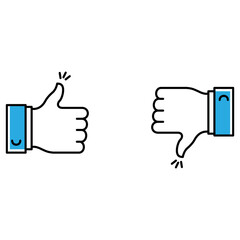 Thumbs Up Down Approval Gesture Vector Icon Design with Editable Stroke