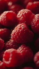 Close-up of fresh raspberries against a blurred background, macro shot, macro photography, cinematic color grading