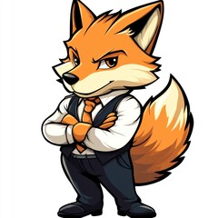 Obraz premium Business Fox Cartoon Illustration