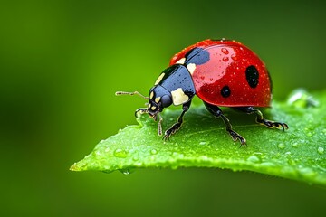 Fototapeta premium Ladybugs, protectors of the garden, natural allies help keep harmful insects at bay