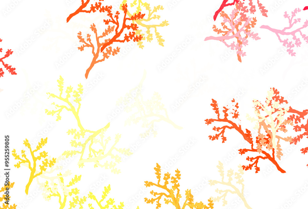 Poster light red, yellow vector abstract background with sakura.