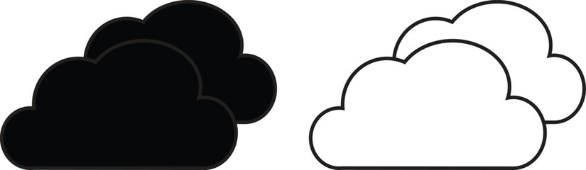 Weather condition icon related to weather forecast. clouds, sun shining, cloudy, rainy used for web designing. A selection of weather icons isolated on white with transparent background.