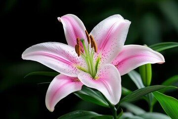 Fototapeta premium Lilies, fragrant blooms, sweet aroma fill the air with their delicate and enchanting scent
