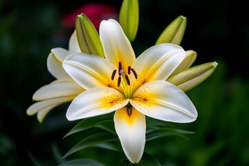 Fototapeta premium Lilies, in a country garden, rustic charm blend perfectly with wildflowers and natural surroundings