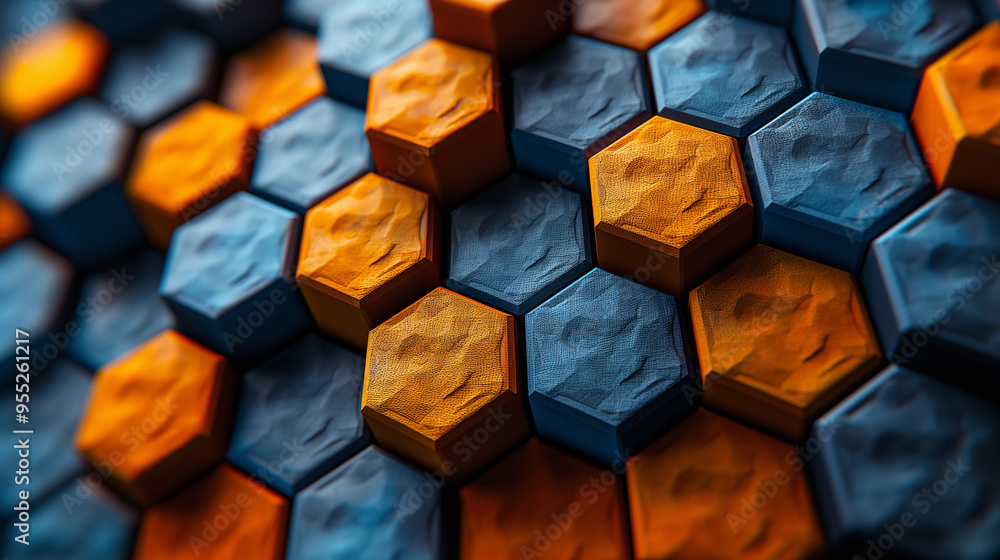 Wall mural a close up of a colorful hexagonal pattern