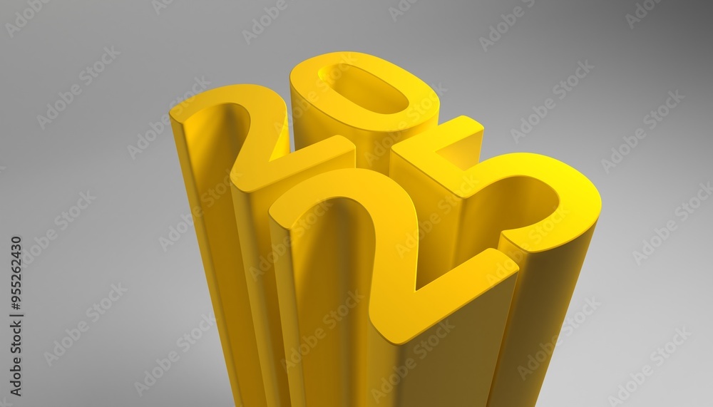Poster 2025 new year card with modern gradient style 3d realistic year number. volumetric digits 2025 at an