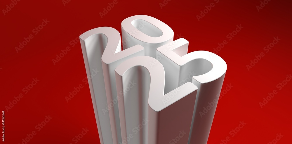 Poster 2025 new year card with modern gradient style 3d realistic year number. volumetric digits 2025 at an