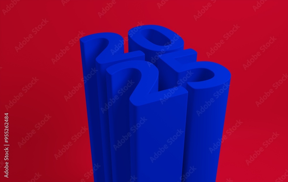 Poster 2025 new year card with modern gradient style 3d realistic year number. volumetric digits 2025 at an