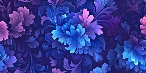 Vibrant Blue and Purple Floral Pattern | Abstract Wallpaper Design