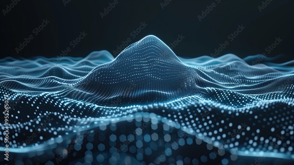 Poster abstract blue glowing digital wave pattern technology background