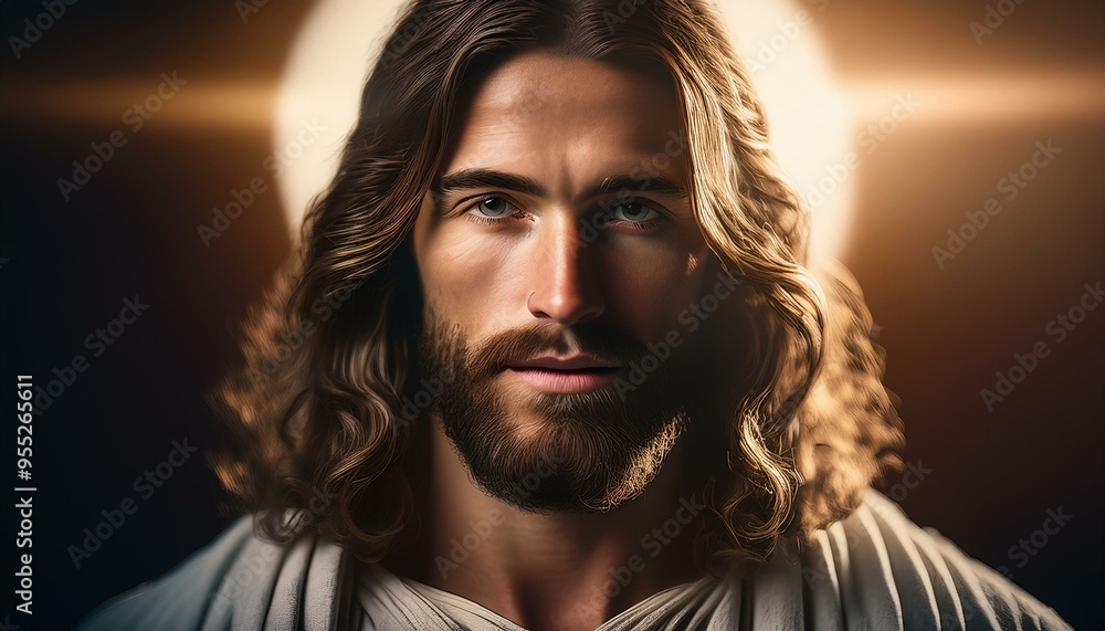 Wall mural a close-up image of jesus christ with a soft