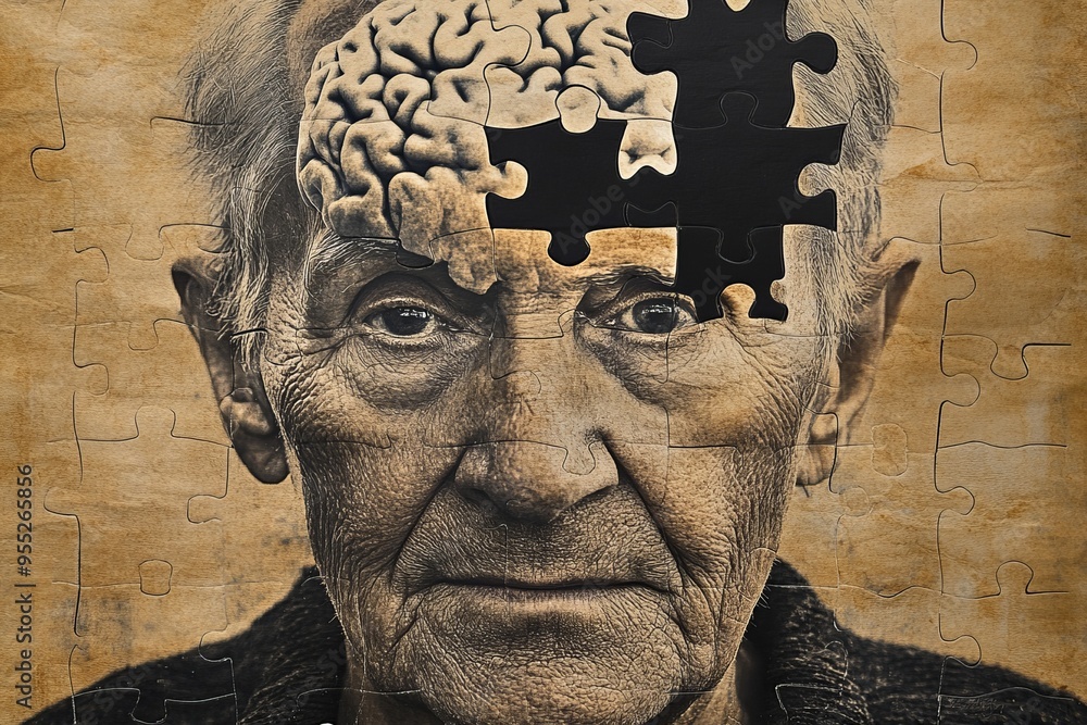 Aufkleber impulse control diffusion tensor imaging elderly man with puzzle pieces missing from his head symbol