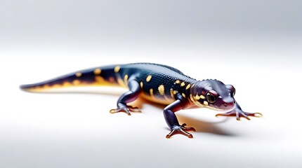 artistic watercolor illustration salamander isolated stark white background creatively blending abstract brush strokes realism