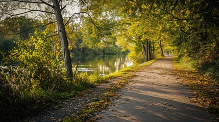 Naklejka premium Autumnal Pathway Along the River