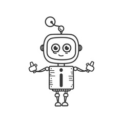 Obraz premium Cartoon Robot with Large Eyes and Antenna