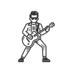 Line Art Illustration of a Person Playing a Guitar