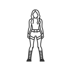 Line Art Illustration of a Woman in Shorts and Boots