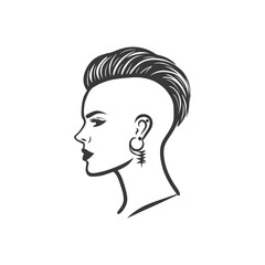 Side Profile of Woman with Short Spiky Hairstyle and Earring