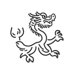 Line Art Illustration of a Chinese Dragon