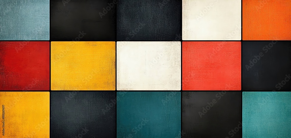Poster a vibrant abstract background featuring a grid of colorful squares, perfect for modern design projec