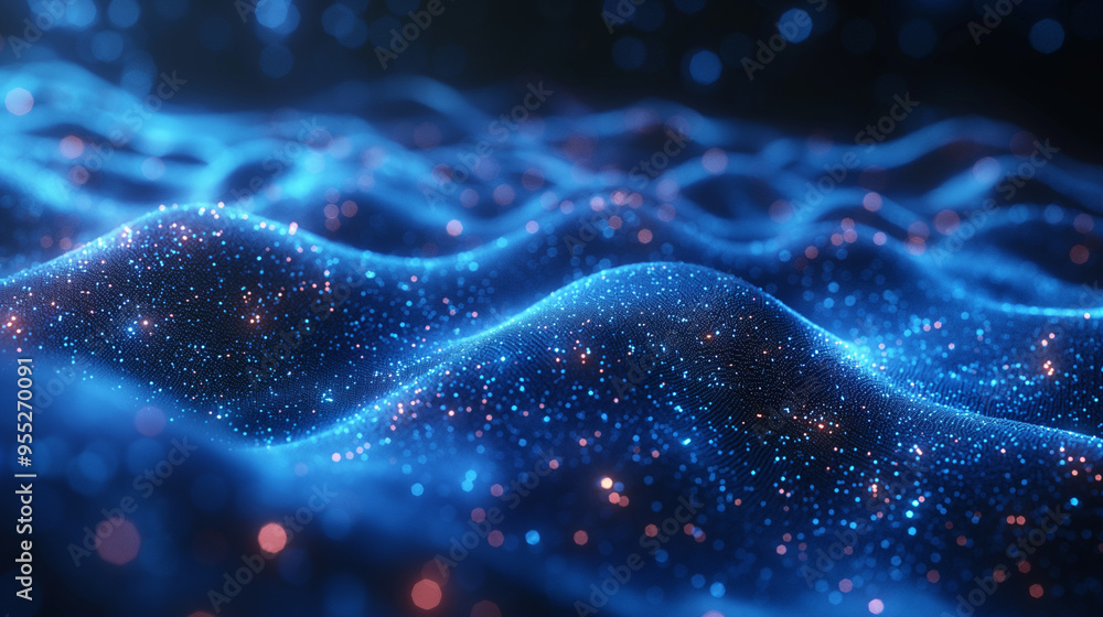 Canvas Prints a blue wave with a lot of dots on it