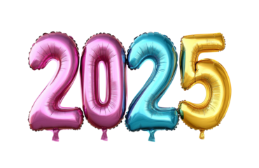 shape balloon 2025 happy new year isolated on transparent background 