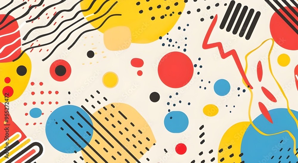 Poster abstract background with colorful shapes and patterns.