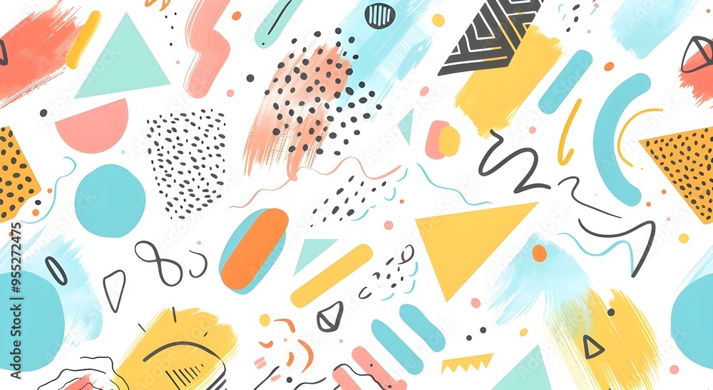 Poster abstract background with colorful shapes and patterns.